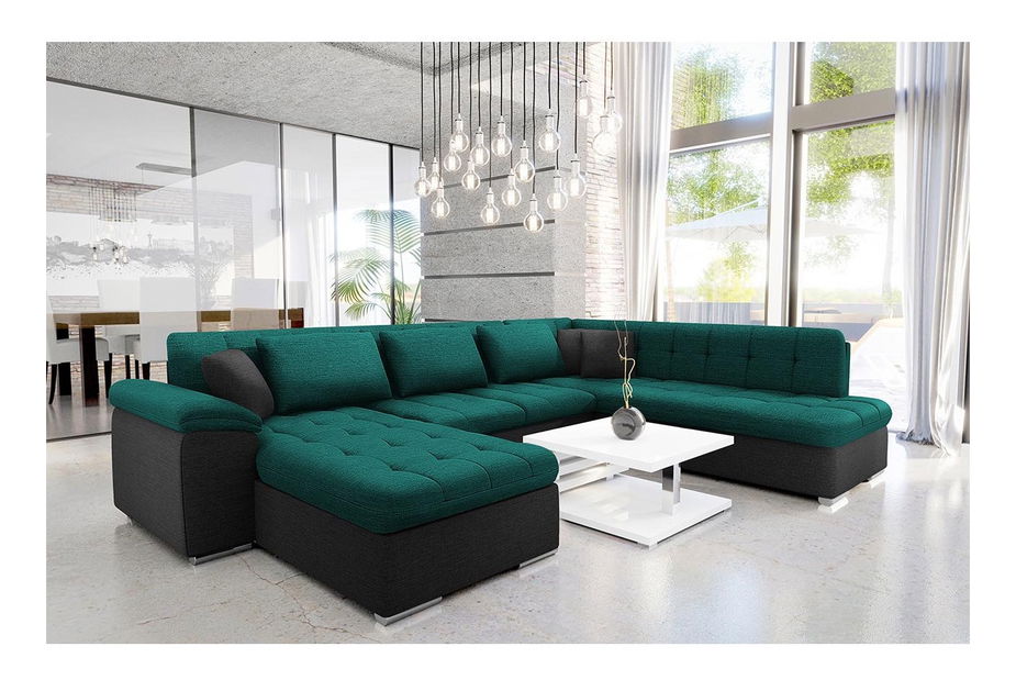 Rohová sedací souprava Talia (tmavě zelená + tmavě šedá)