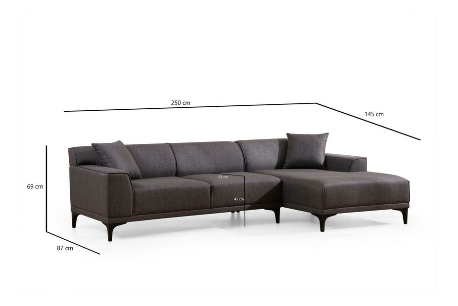 Rohová sedačka Petrafonzo (P) (antracit + černá)