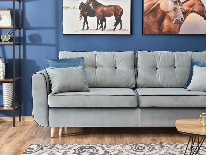 Pohovka dvousedačka Bacteria (modrá + dub)