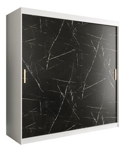 Šatní skříň 200 cm Marbelo T (matná bílá + černý mramor)