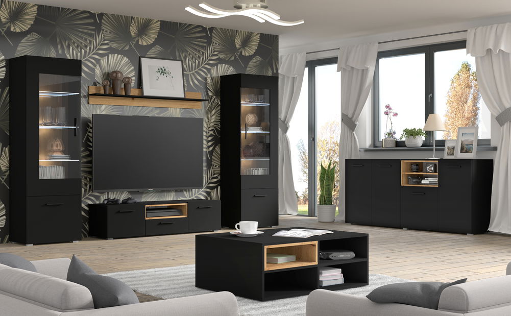 Skříňka Anikka 198 (dub artisan + matná černá)