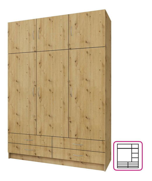 Šatní skříň Granulados (dub artisan)