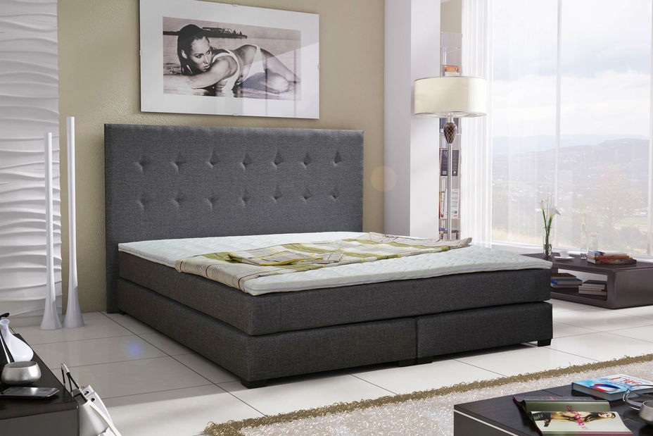 Boxspring postel 180 cm Caserta (bílá) (s matracemi)