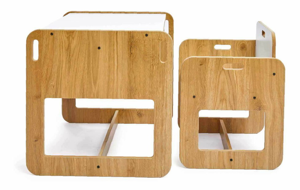  Set dětský stolek a židle Durumo (bílá + naturální)