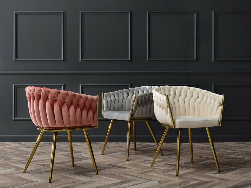 Jídelní židle Radio (šedá + zlatá)