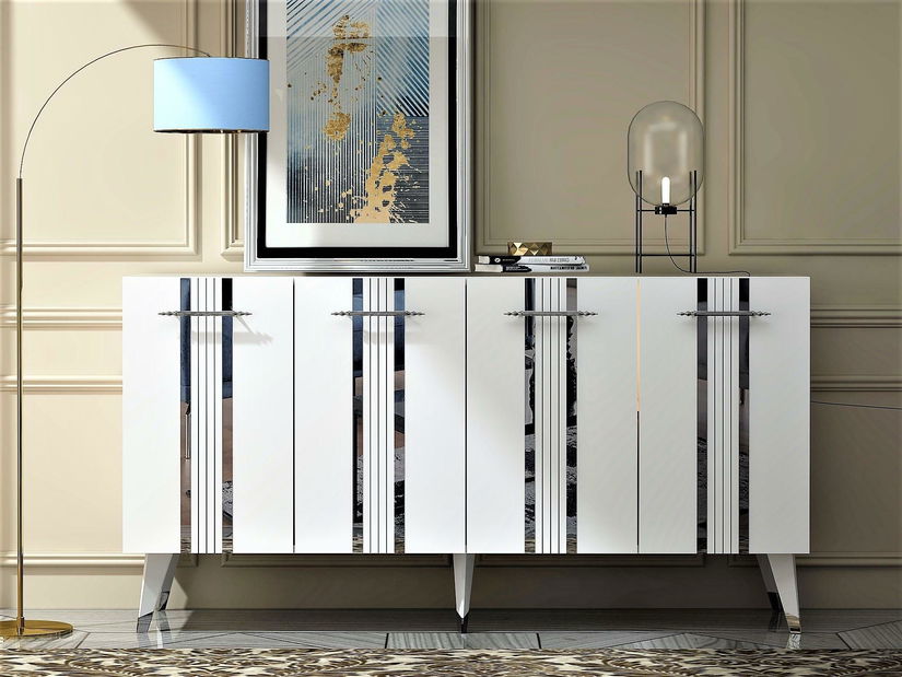 Skříňka Pebine 1 (bílá + stříbrná)