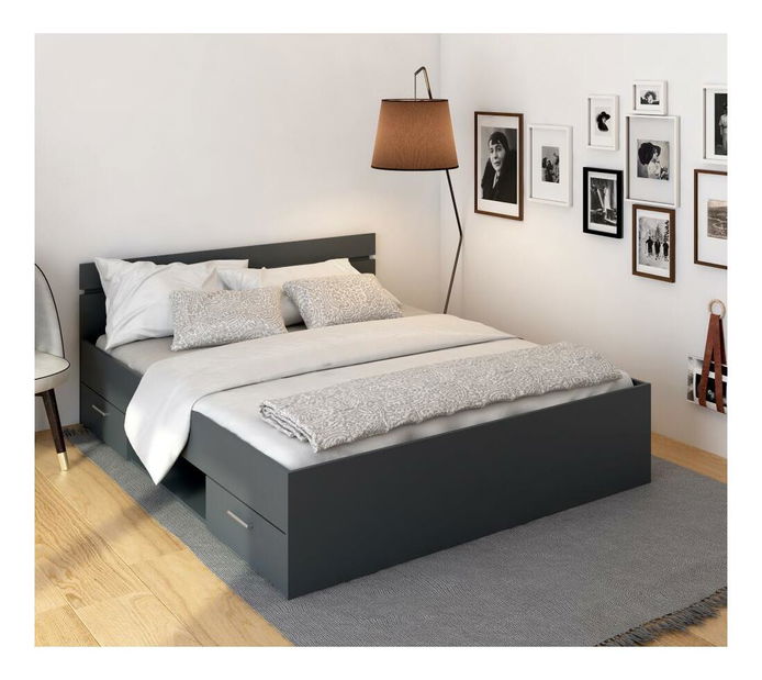 Manželská postel 160 cm Michigin (grafit) (s úložným prostorem)