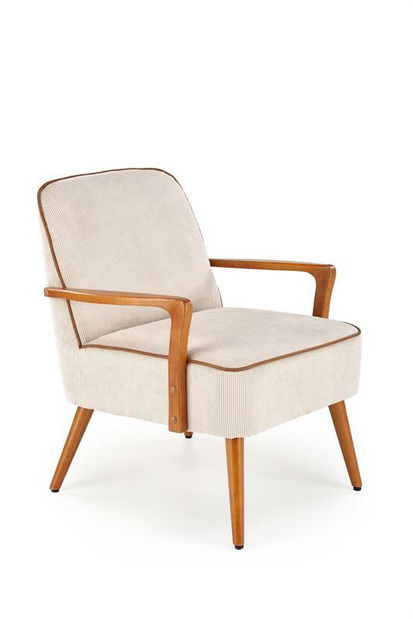 Relaxační křeslo Particia (světlobéžová + ořech světlý)