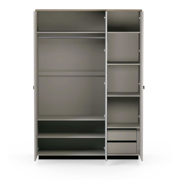 Šatní skříň Demandaron 2 (taupe + dub silverjack) (se zrcadlem)