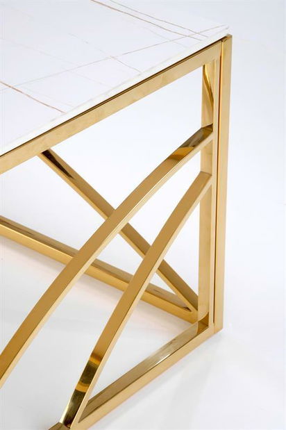 Konferenční stolek Un 3 (bílý mramor + zlatá)