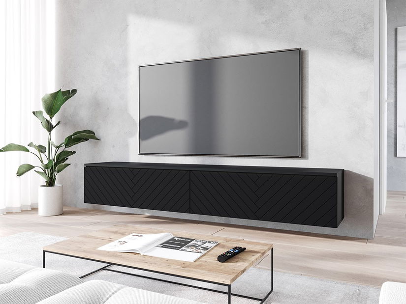 TV skříňka Dlana 180 MDF (černý grafit + rybí kost černá)