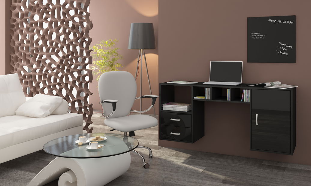 PC stolek Hanger černá + lesk černý