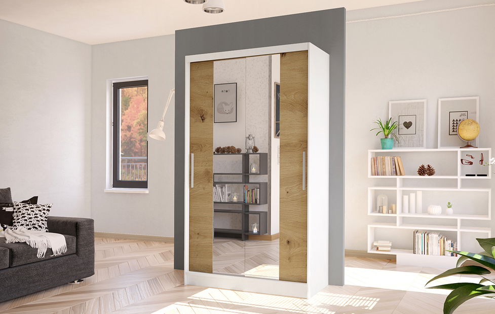 Šatní skříň Coletta II (bílá + dub artisan)