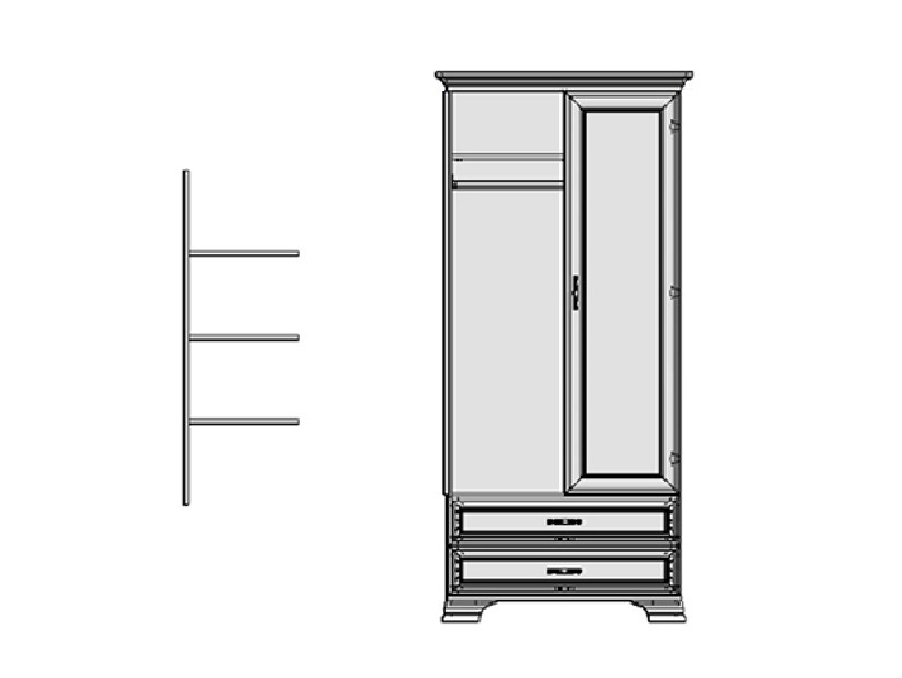 Šatní polička Terina (woodline krém)