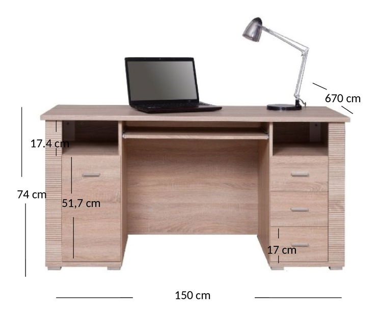 PC stolek Gwenn 1D3S (dub sonoma)