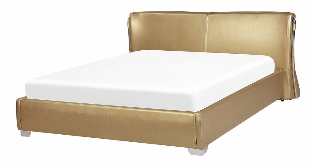 Manželská postel 140 cm PARNAS (s roštem) (zlatá)