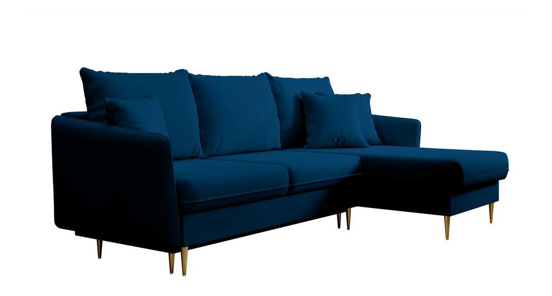 Rohová sedací souprava Vivaldio L (modrá + zlatá)