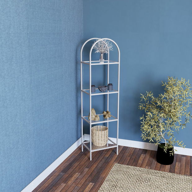 Regál Monisa 40 (bílá + sklo)