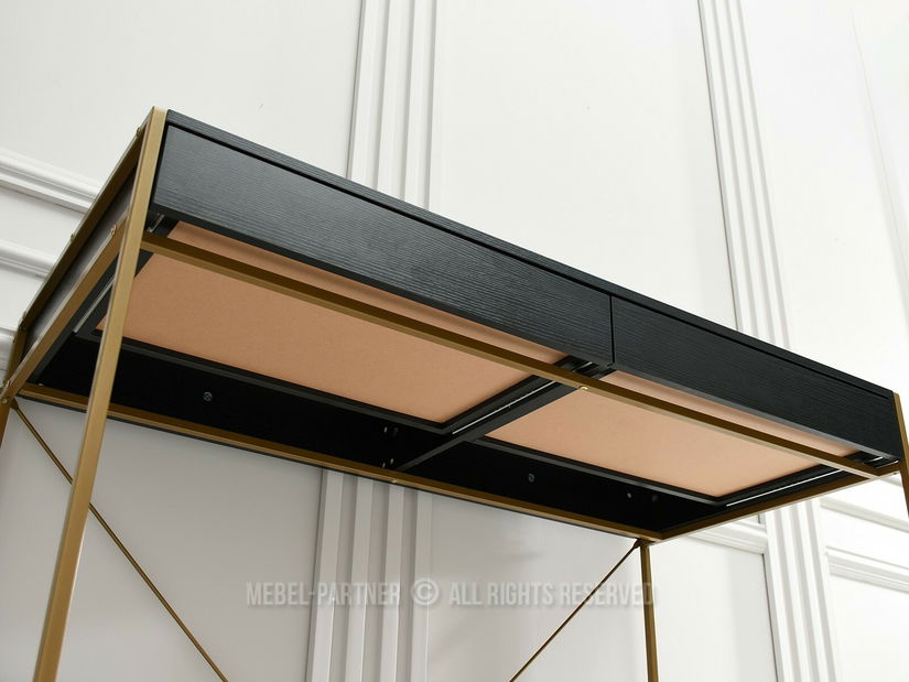 PC stolek Unica (černé dřevo + zlatá)