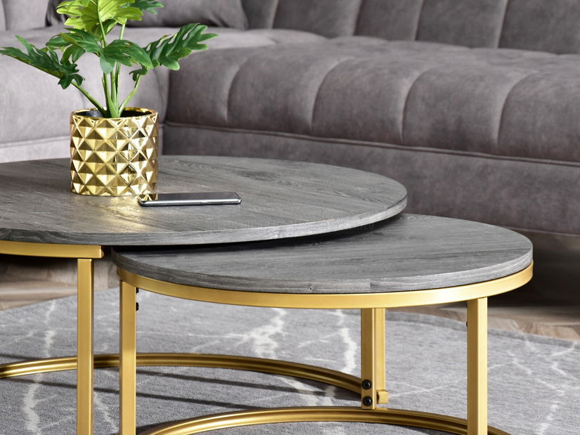 Konferenční stolek Kolja Stolek Xl (dub šedý + zlatá)