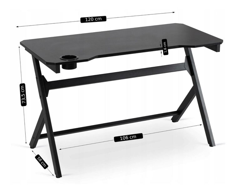 Herní pc stůl Banga (černá)