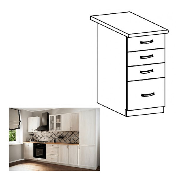 Dolní kuchyňská skříňka D40S4 Sillina (sosna andersen)