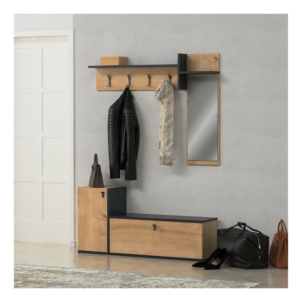 Předsíňová stěna Wisconsim (antracit + dub) *výprodej