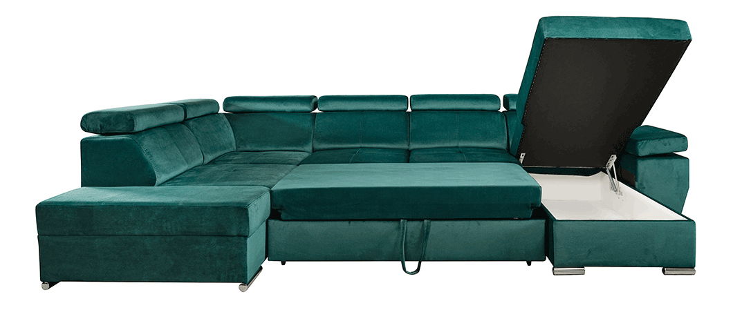 Rohová sedačka ve tvaru U Lamour (smaragdová) (P)