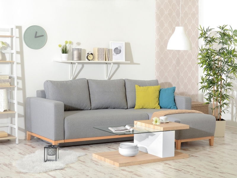 Rohová sedačka Salida (šedá + dub)