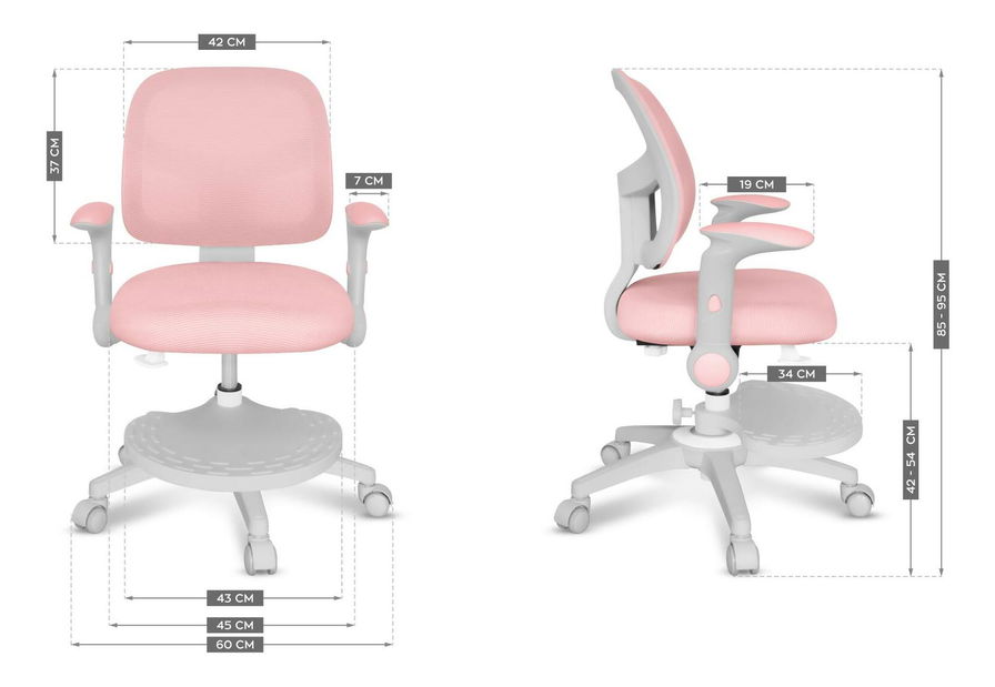 Dětská židle Journey 5 (bílá + růžová)