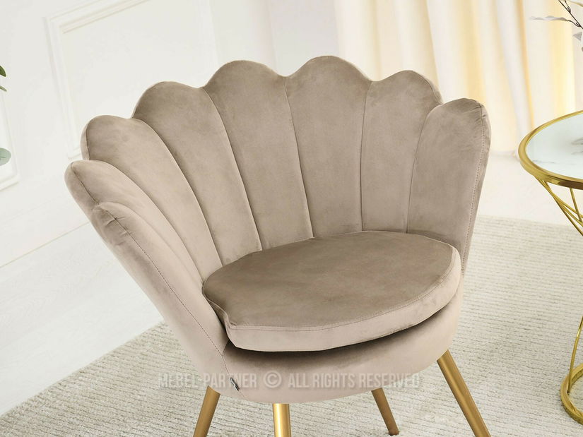 Relaxační křeslo Laziam (béžová + zlatá)