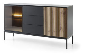 Kombinovaná komoda Silvano KSZ154 (černá + dub wotan) (s LED osvětlením)
