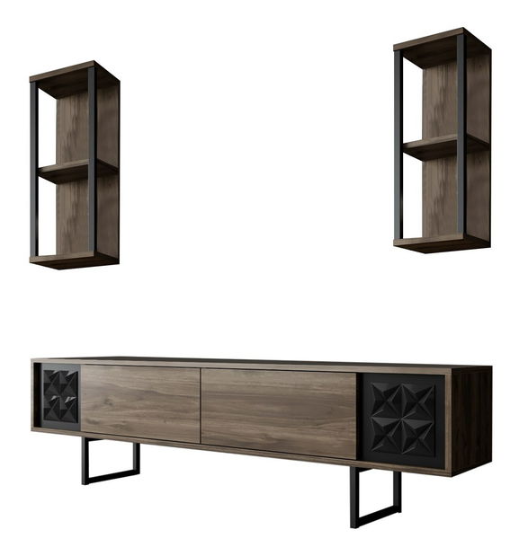 Sestava nabytku do obývacího pokoje Buon 2 (Ořech + Černá)