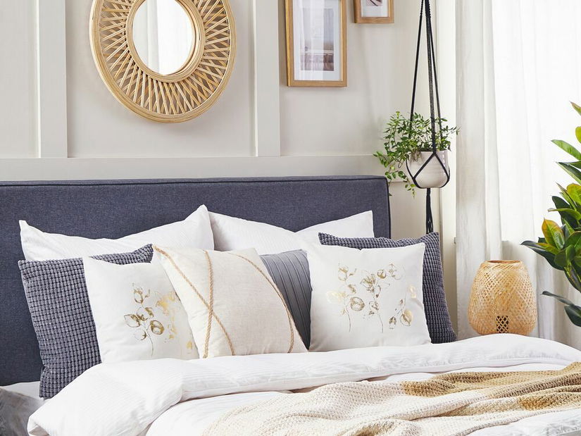 Sada 2 ozdobných polštářů 45 x 45 cm Gom (béžová)