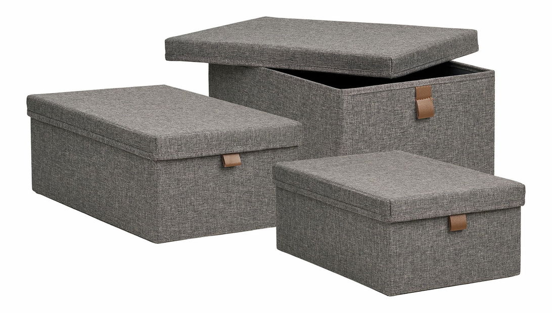 Set 3 ks úložných boxů Nvaravia 5 (tmavě šedá)