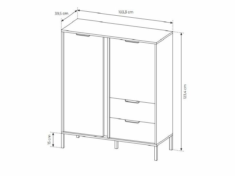 Komoda Lyran 2D2S (antracit + zlatá)