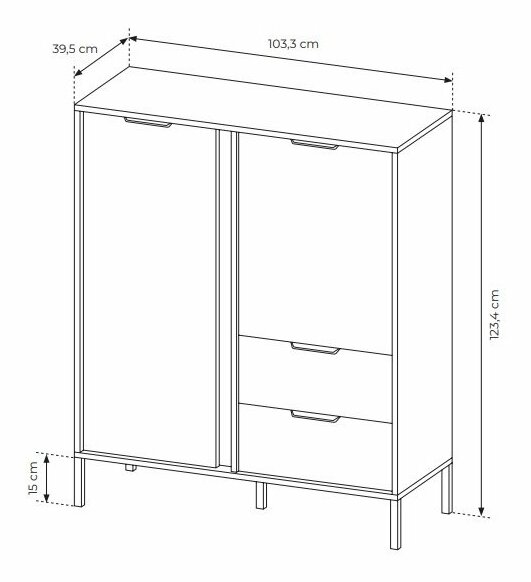 Komoda Lyran 2D2S (antracit + zlatá)