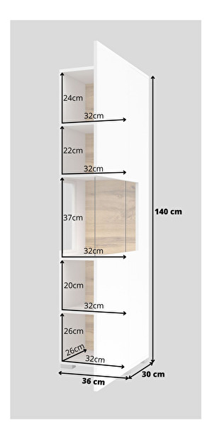 Vitrína Avernic Typ 05 (bílá + dub wotan)