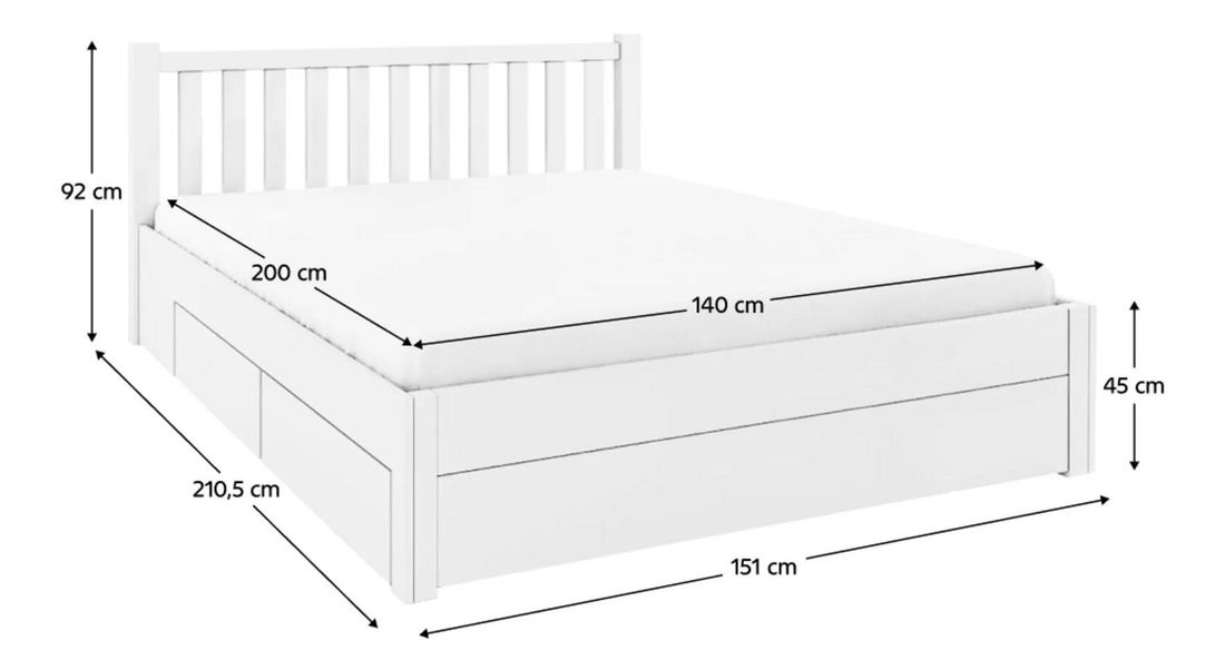 Manželská postel 140 cm Luciusa (bílá)