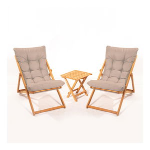 Souprava zahradního stolu a židlí Kikadu 5 (hnědá + přírodní) (pro 2 osoby)