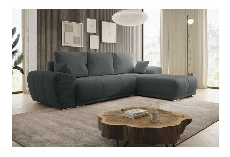 Rohová sedací souprava Kermit (tmavě šedá)