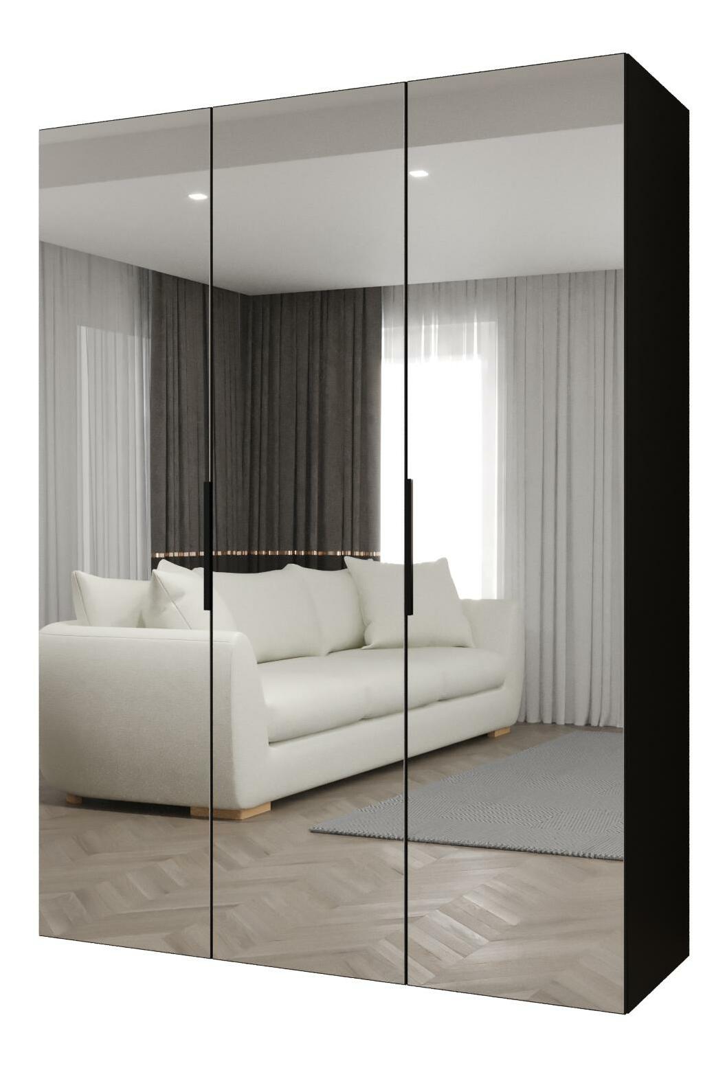 Šatní skříň 150 cm Mirabella 3 (černá + černá)