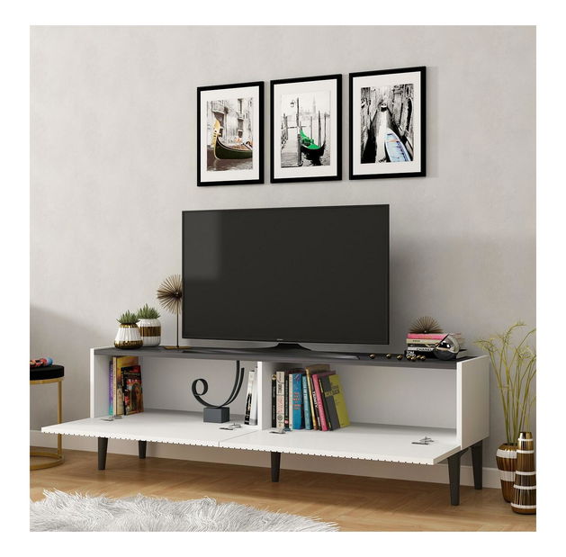 TV stolek/skříňka Tomune 4 (bílá + černá)