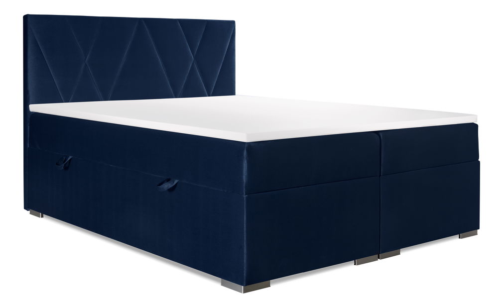 Boxspring postel 180 cm Lanarra (tmavě modrá) (s úložným prostorem)