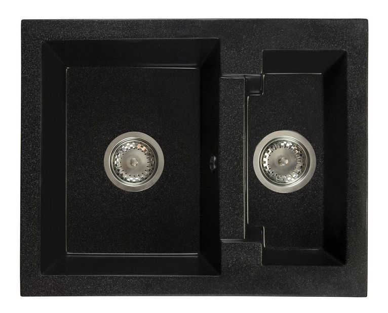Kuchyňský dřez Yagma (černá + textura) (se 2 otvory pro baterii) (L)