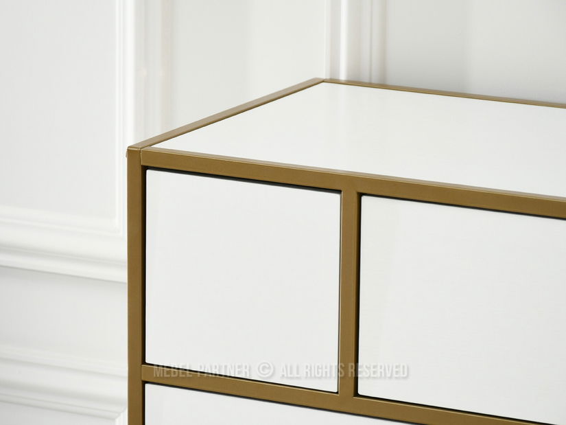 Komoda Soren Kom (bílé dřevo + zlatá) *výprodej