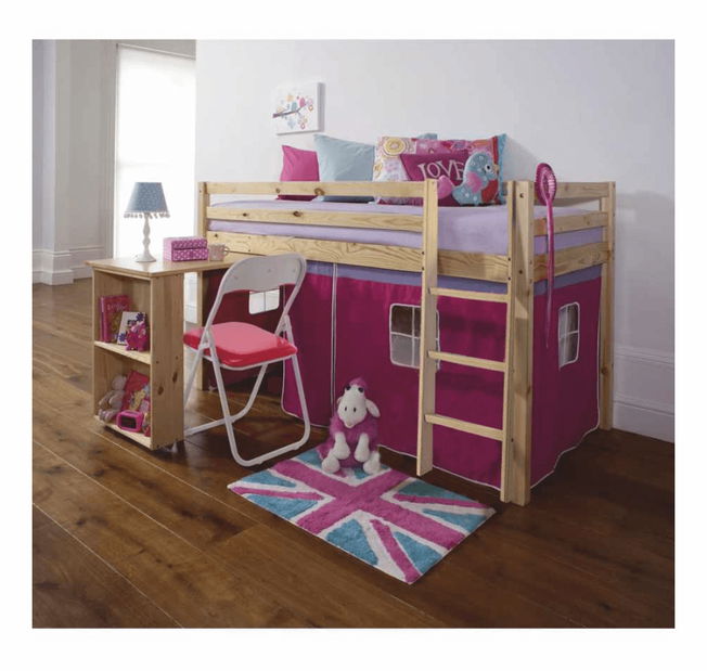 Dětská postel s PC stolkem 90 cm Alzaria (růžová)