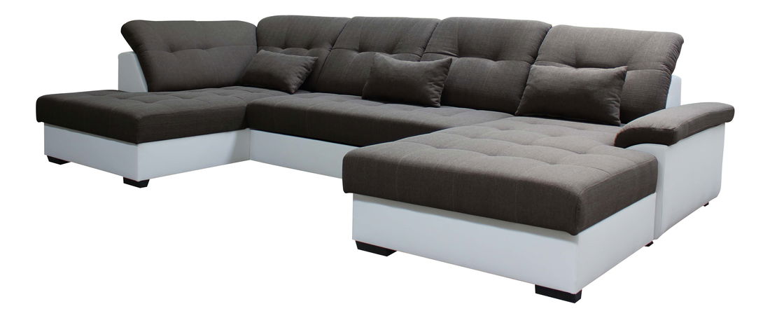 Rohová sedací souprava U Milton LB+2F+L (tmavě šedá + bílá) (P)