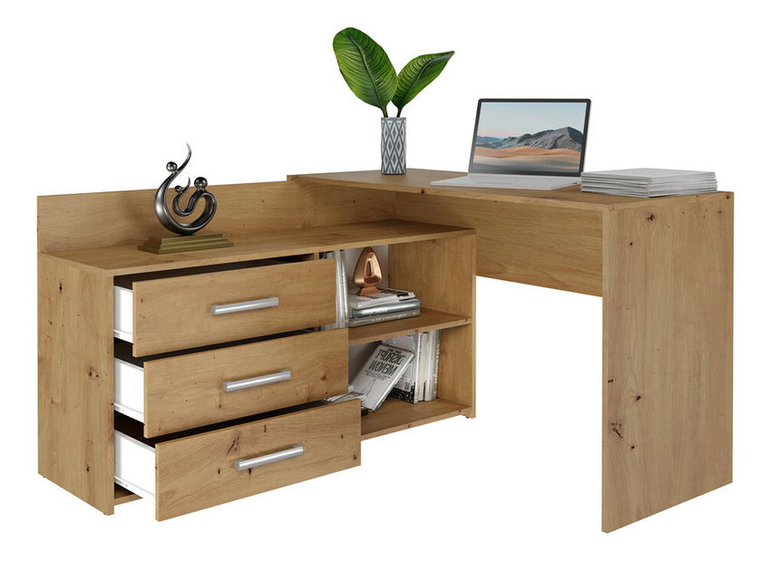Rohový pc stolek Debio 1 (dub artisan)