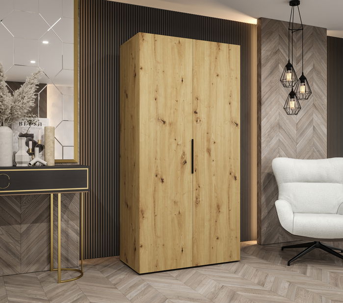 Šatní skříň 100 cm Mirabella 1 (dub artisan + černá)